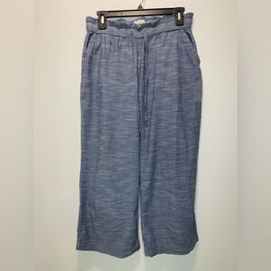 Pact Sunday Cropped Blue Chambray Pull-On Pants